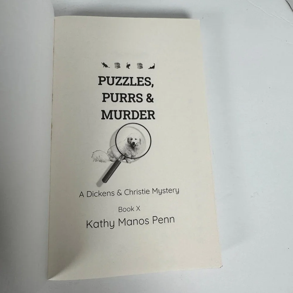 Puzzles, Purrs & Murder Kathy‎ Manos Penn 2024 Cozy Mystery Paperback Manos Penn